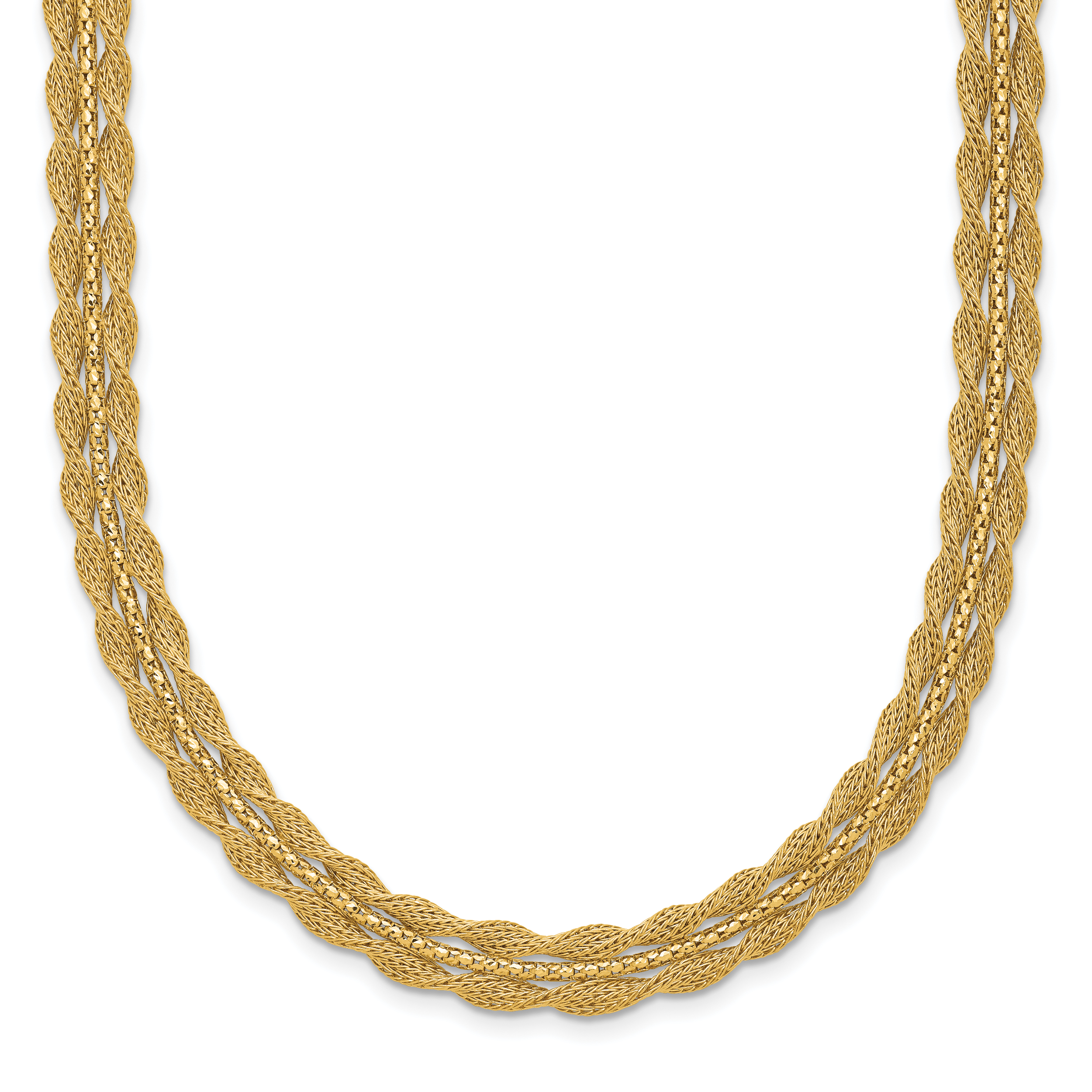 14K Polished/Textured and Diamond-cut Necklace Secondary image