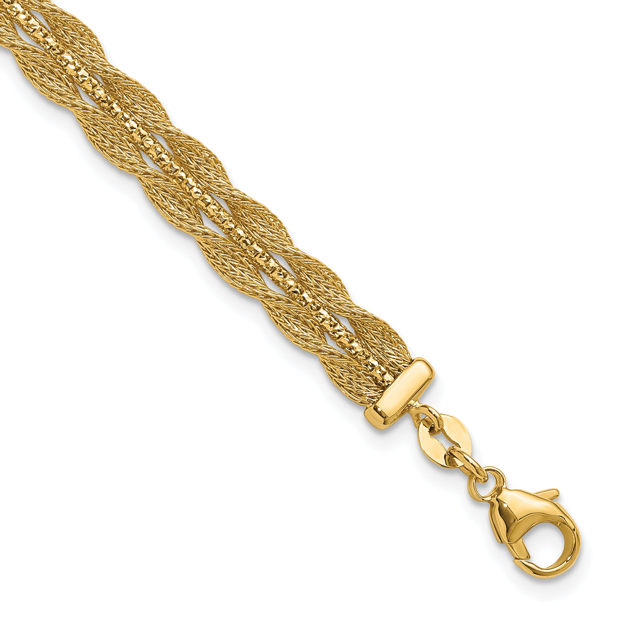 14K Polished/Textured and Diamond-cut Bracelet Main image