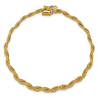 14K Polished/Textured and Diamond-cut Twisted  Bracelet