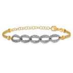 14K Two-tone Polished/Textured/Dia-cut w/2in ext. Bracelet