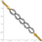 14K Two-tone Polished/Textured/Dia-cut w/2in ext. Bracelet