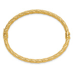 14k Polished and Textured Twisted Hinged Bangle