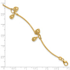 14K Polished and Diamond-cut Heart Charm Bracelet
