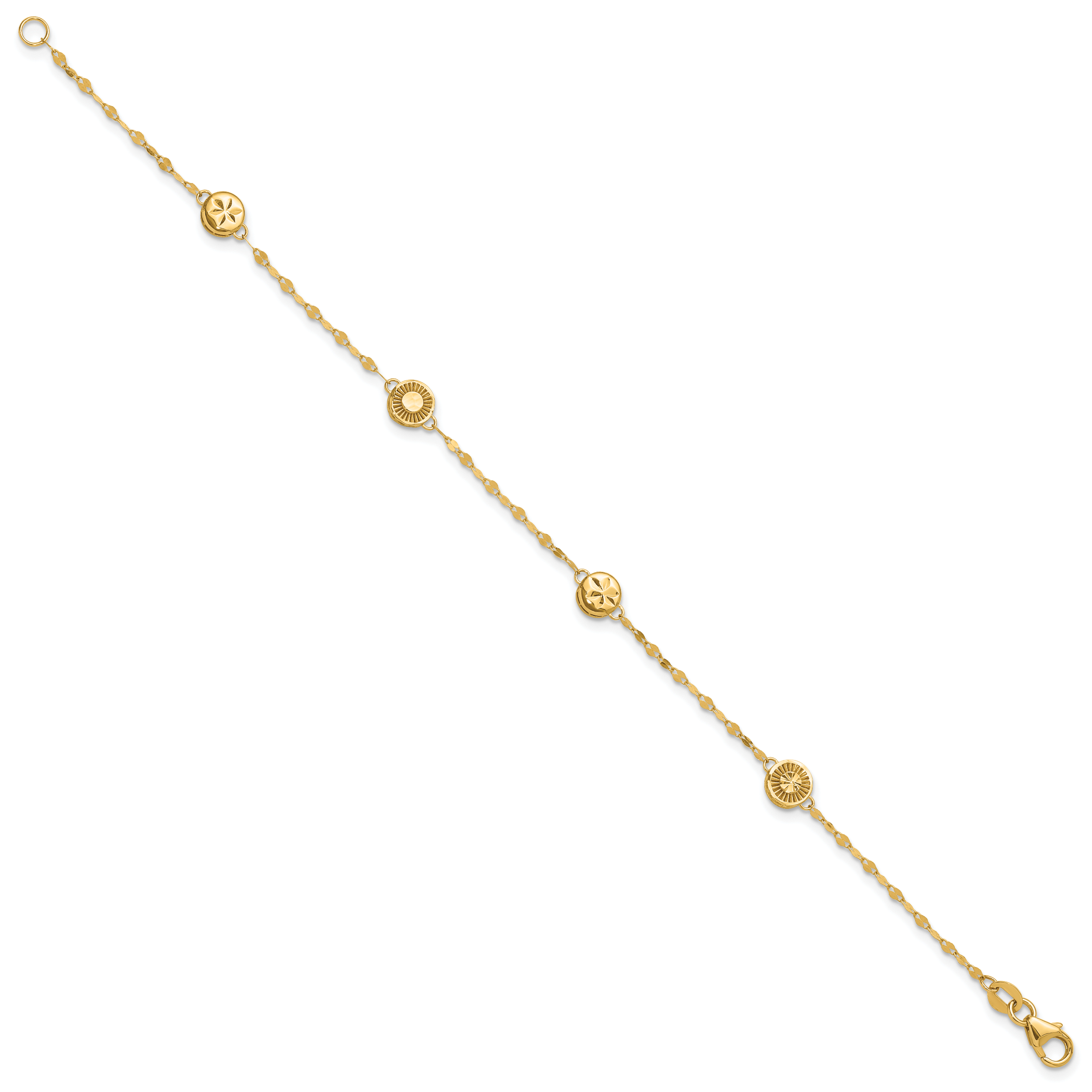 14K Polished and Diamond-cut Disc Design Bracelet Secondary image
