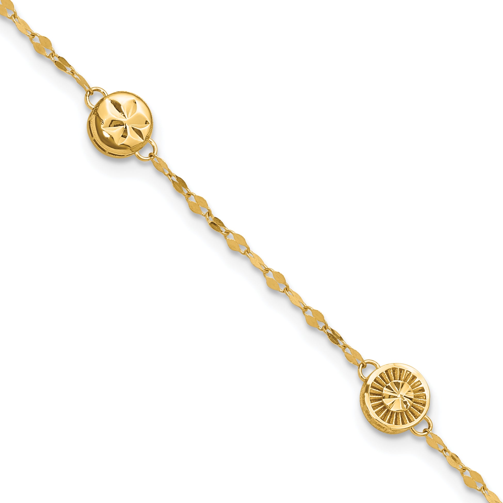 14K Polished and Diamond-cut Disc Design Bracelet Main image