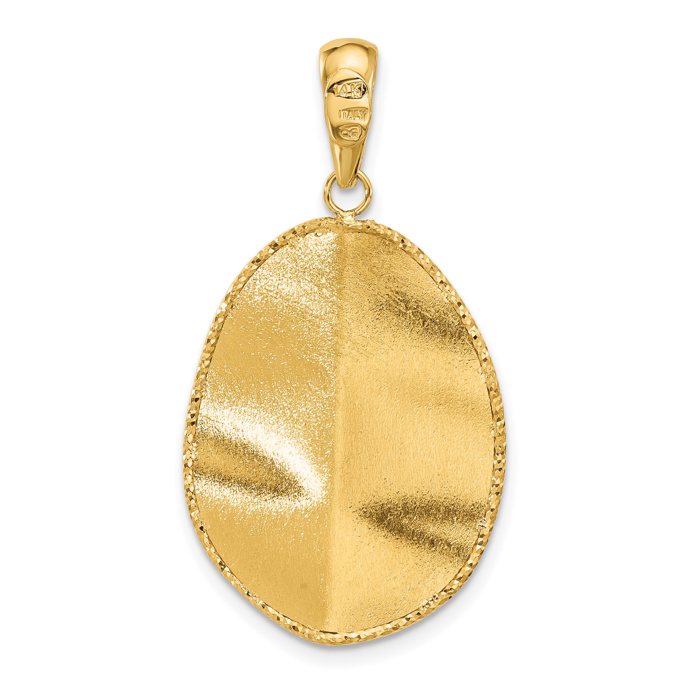 14K Two-tone Polished and Satin Teardrop Pendant