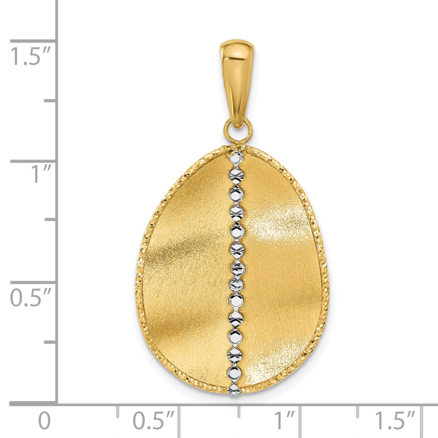 14K Two-tone Polished and Satin Teardrop Pendant