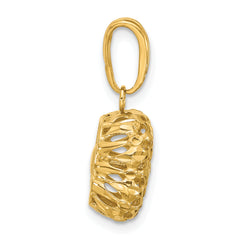 14K Polished Puffed Square Pendant