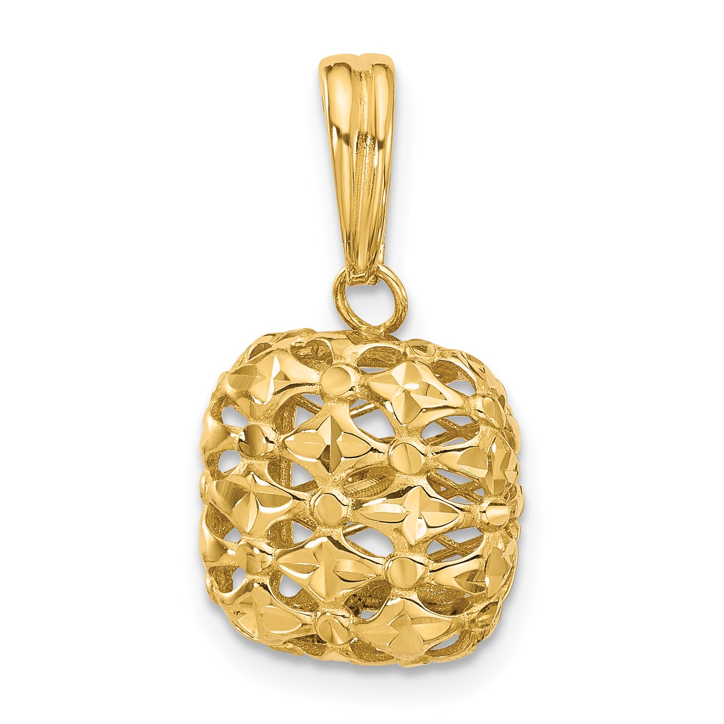 14K Polished Puffed Square Pendant Main image