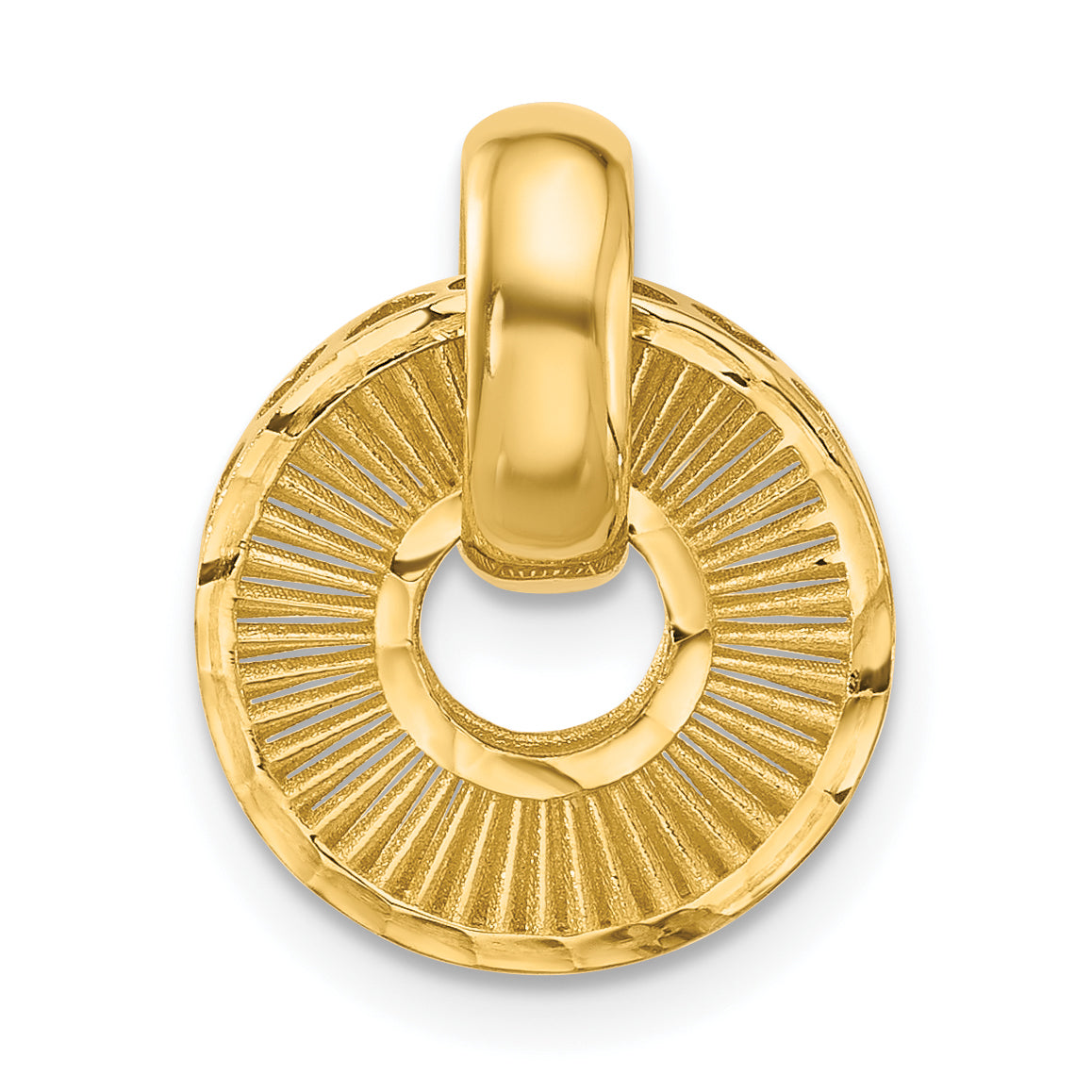 14K Polished and Diamond-cut Circle Pendant Main image