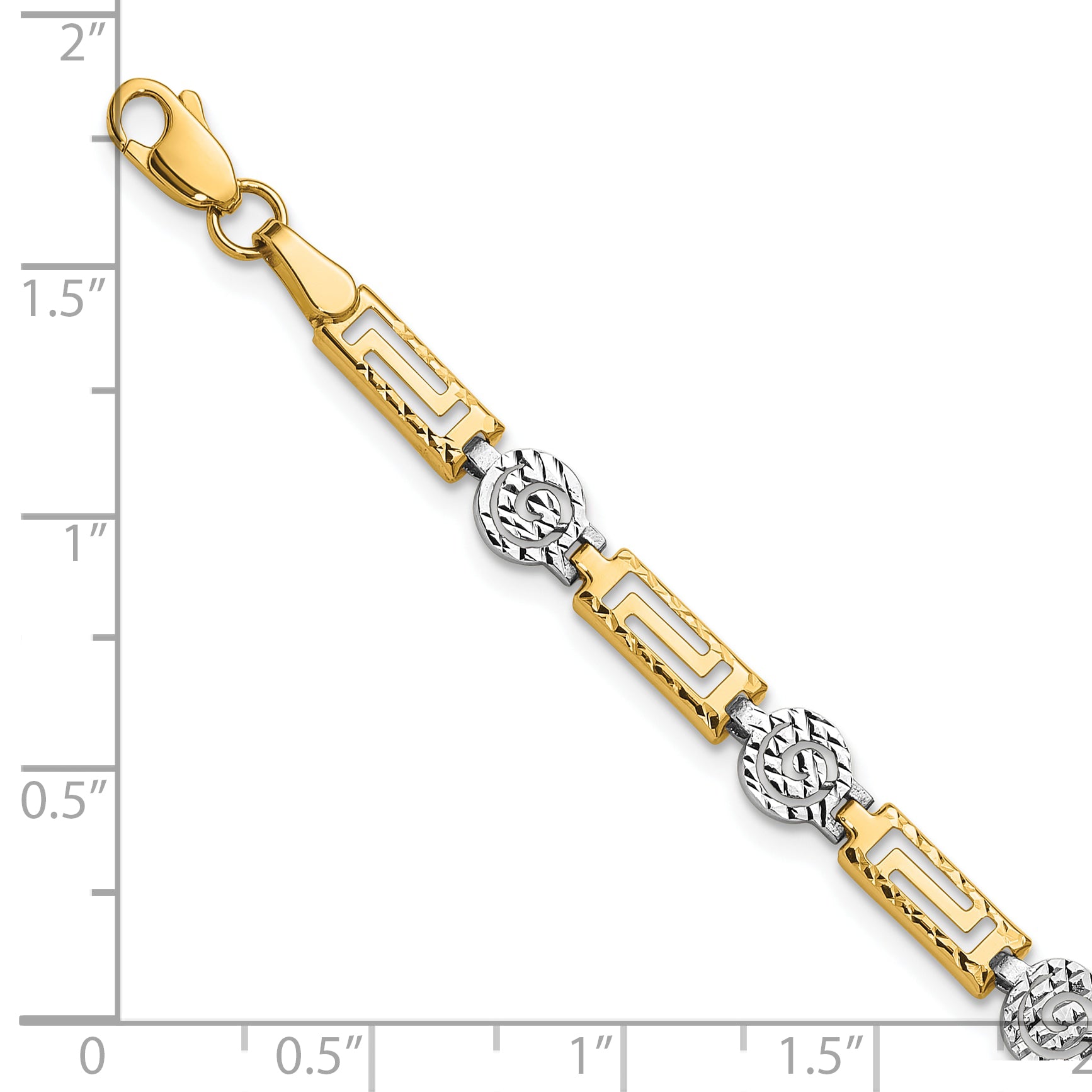14K Two-tone Polished and Diamond-cut Fancy Link Bracelet