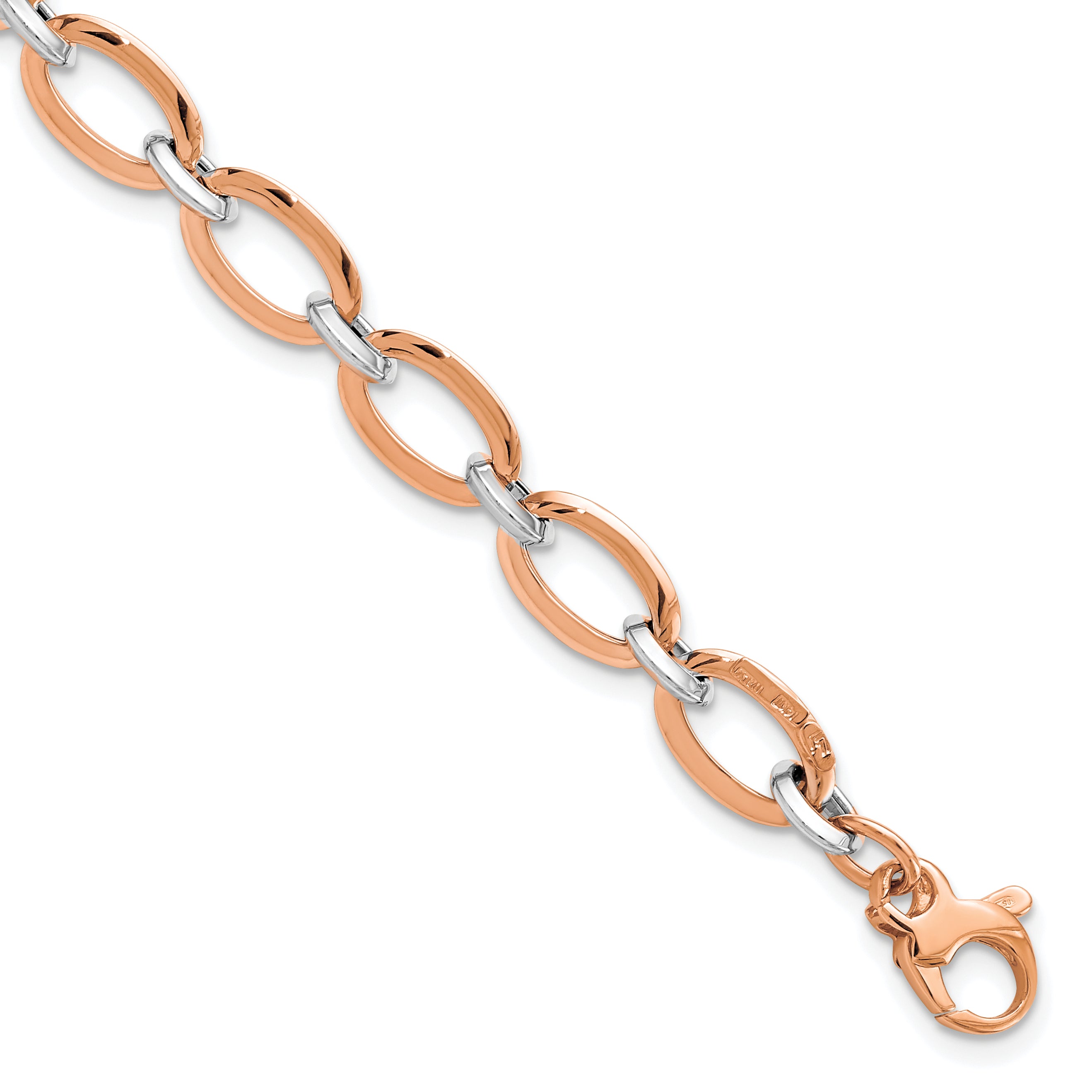 14K White and Rose Gold Polished w/.5in ext. Bracelet Main image