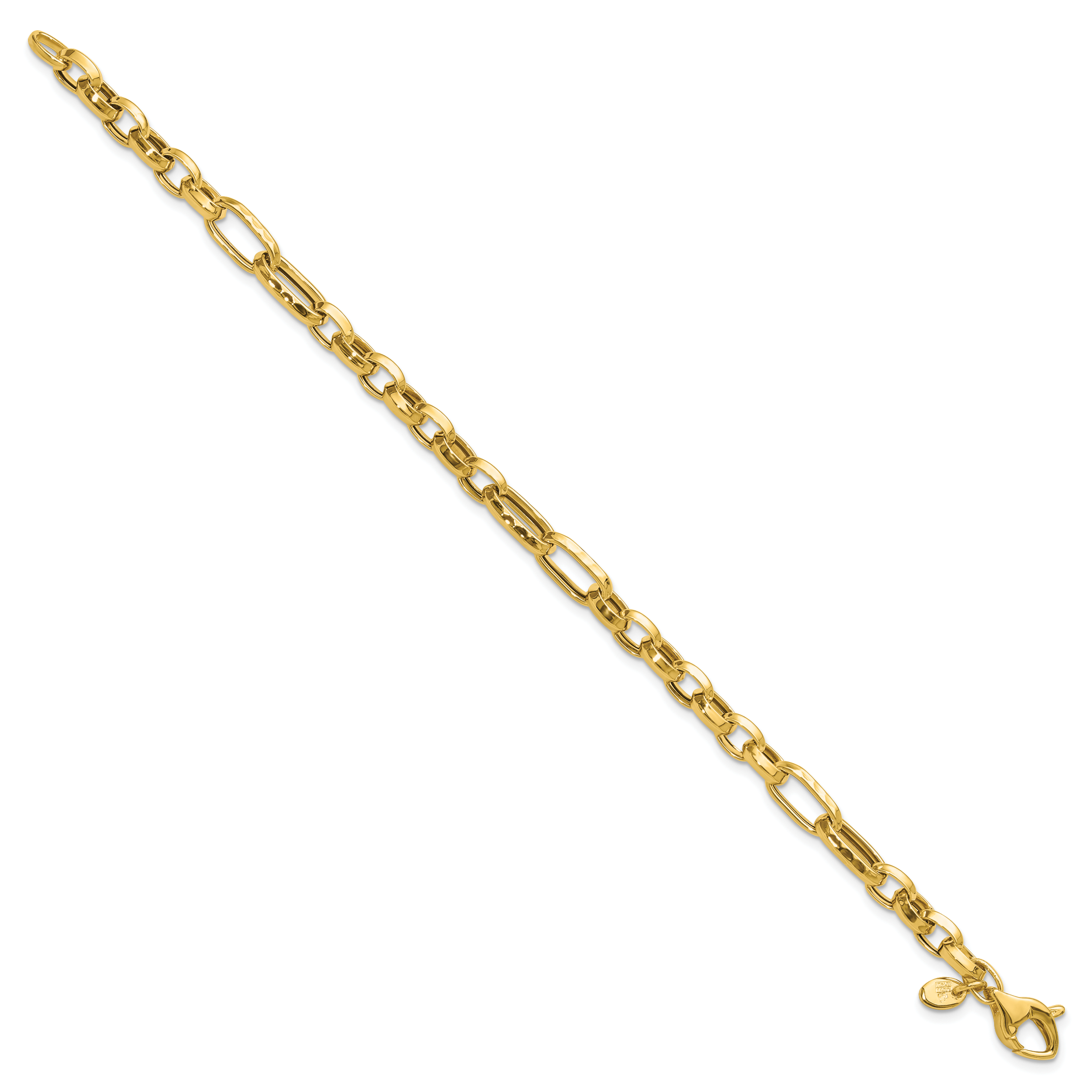 14K Polished and Hammered Fancy Link Bracelet Secondary image