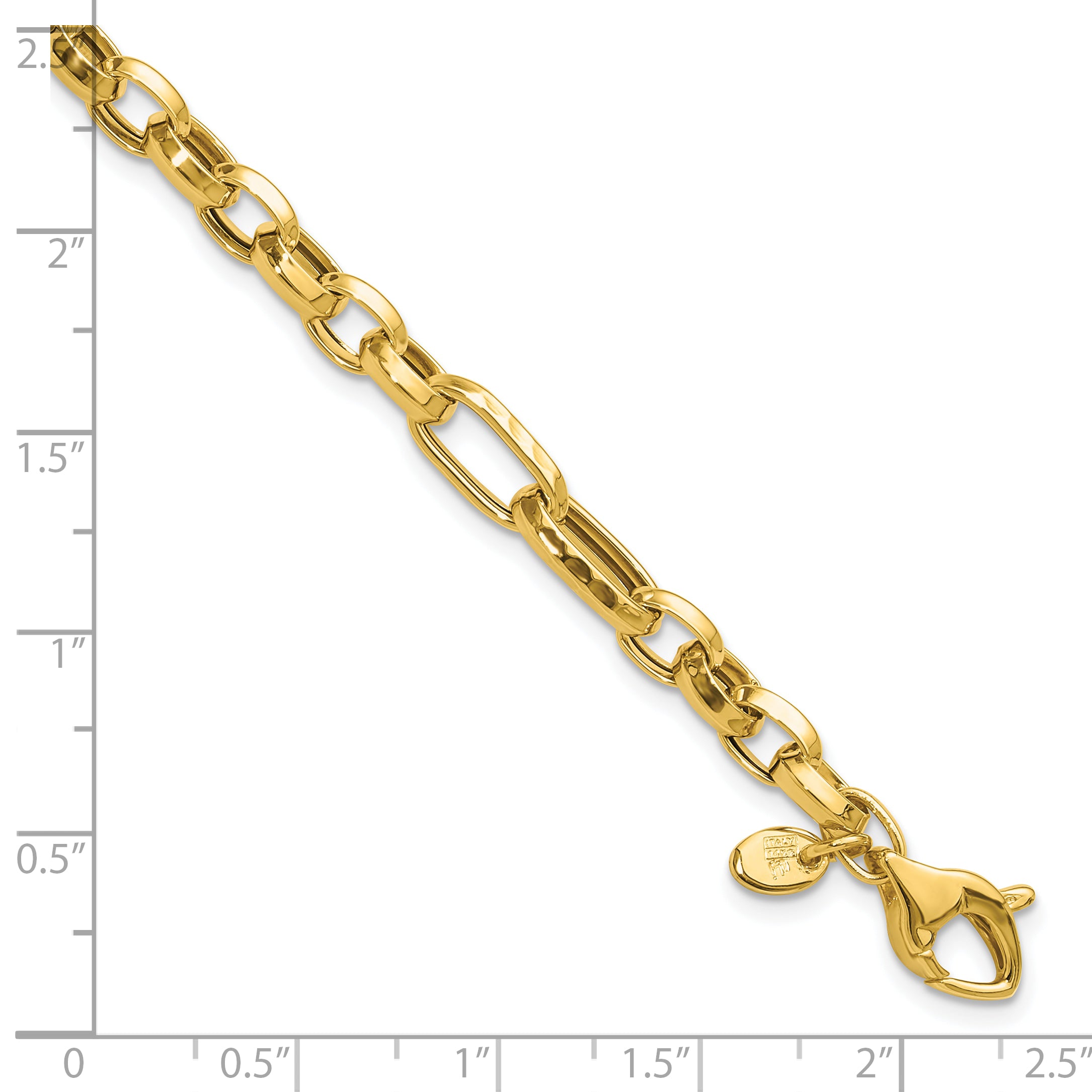 14K Polished and Hammered Fancy Link Bracelet