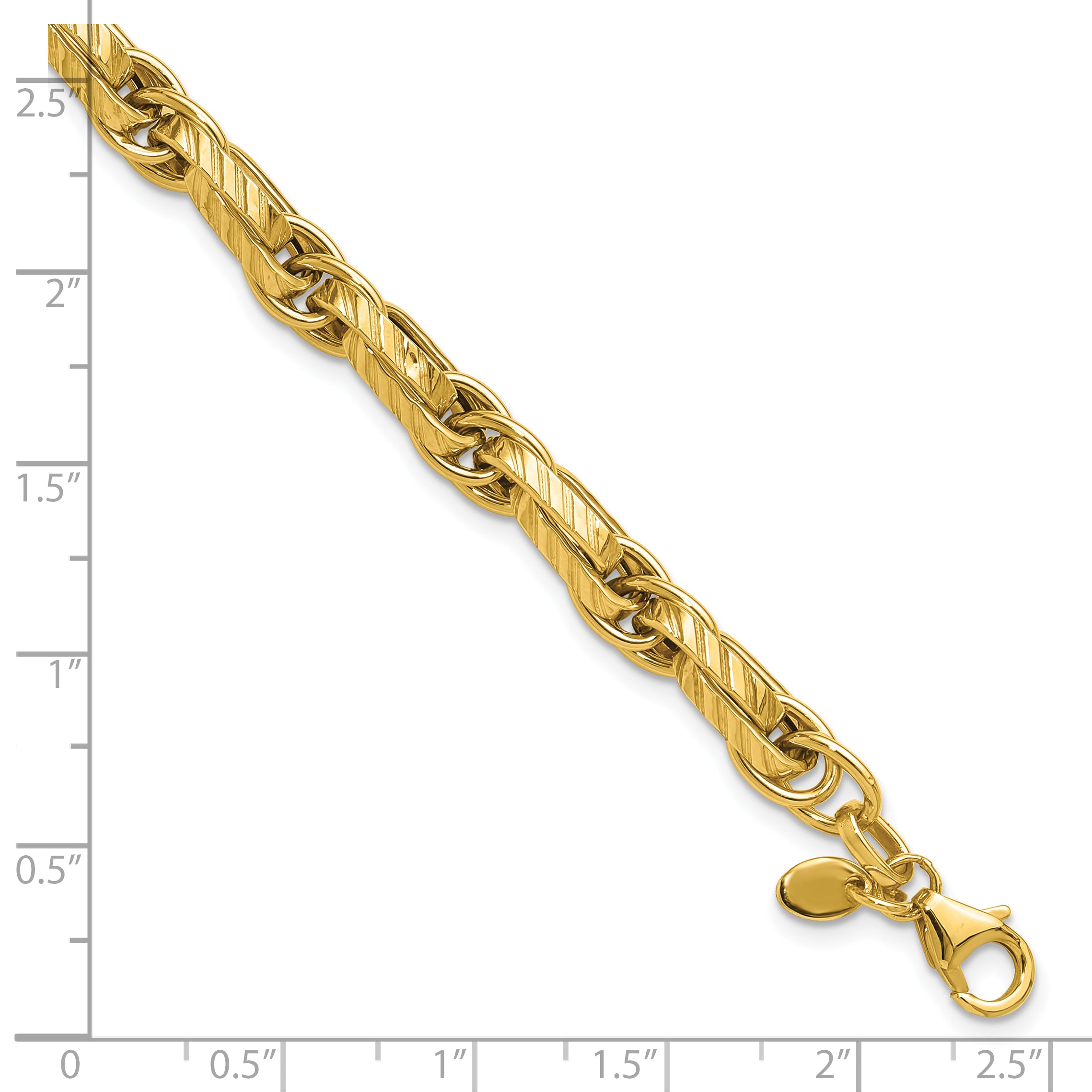14K Polished and Grooved Fancy Link Bracelet