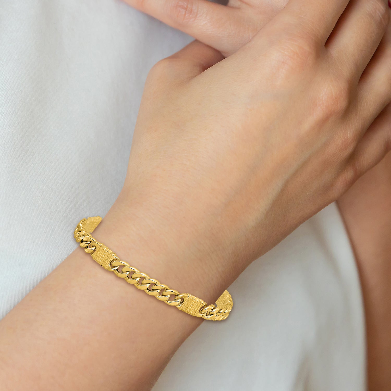 14K Polished with Design Fancy Link Men's Bracelet