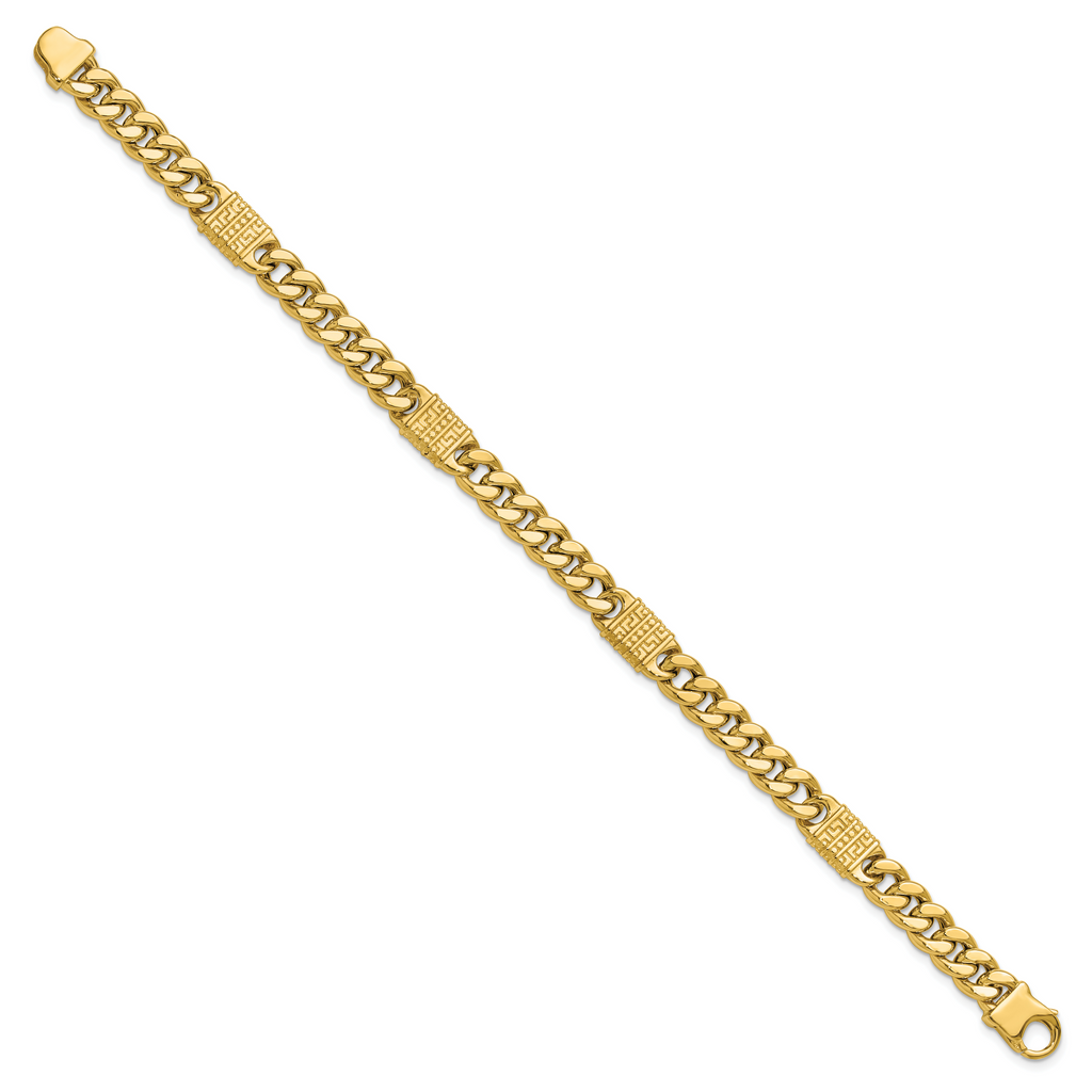14K Polished with Design Fancy Link Men's Bracelet