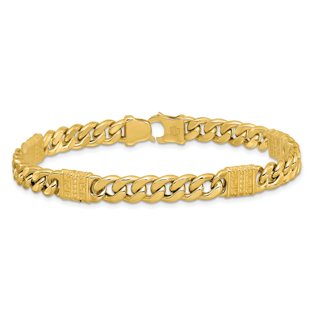 14K Polished with Design Fancy Link Men's Bracelet