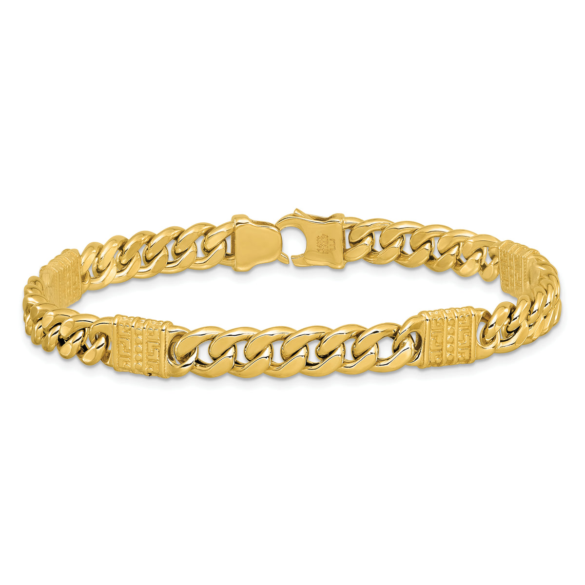 14K Polished with Design Fancy Link Men's Bracelet