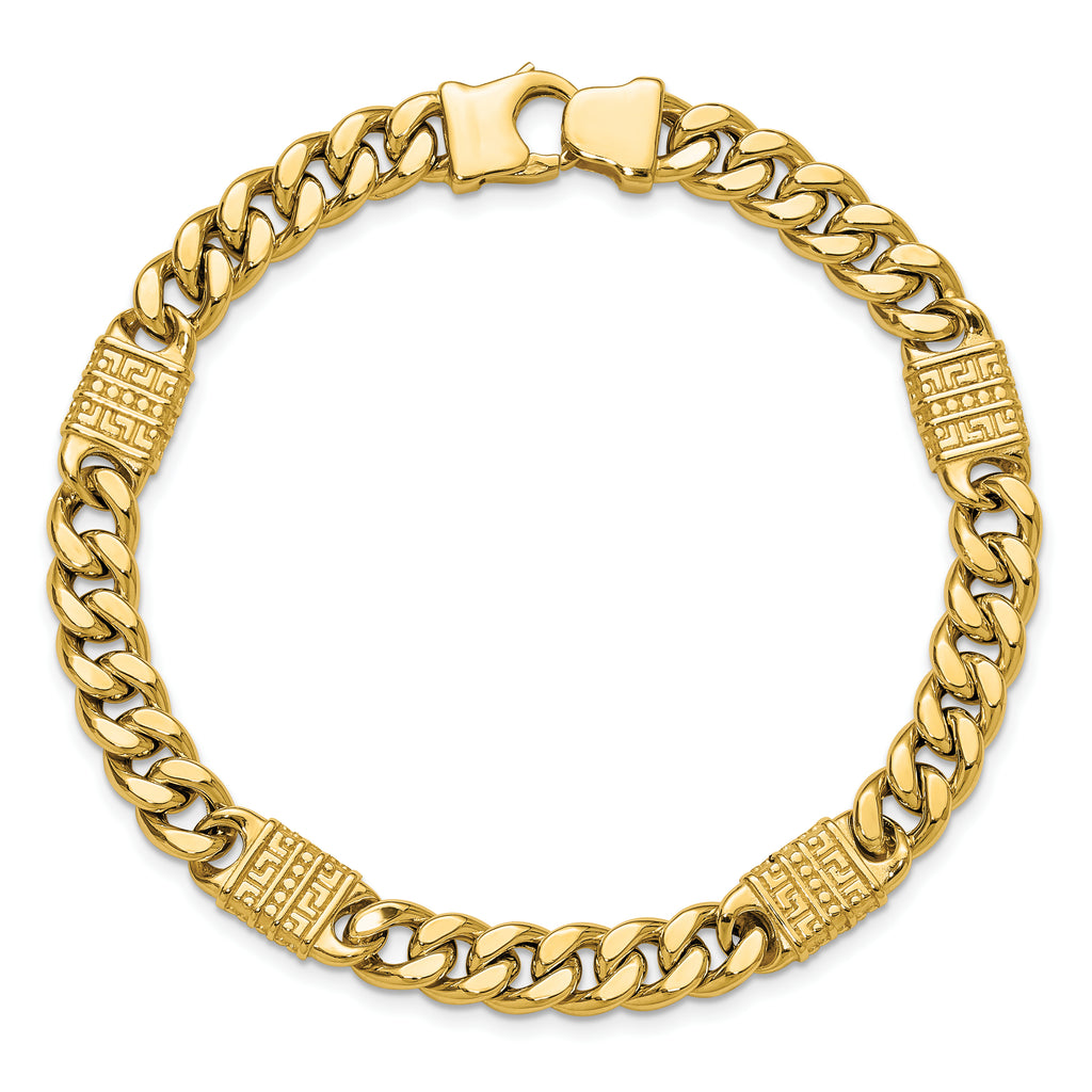 14K Polished with Design Fancy Link Men's Bracelet