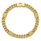 14K Polished with Design Fancy Link Men's Bracelet