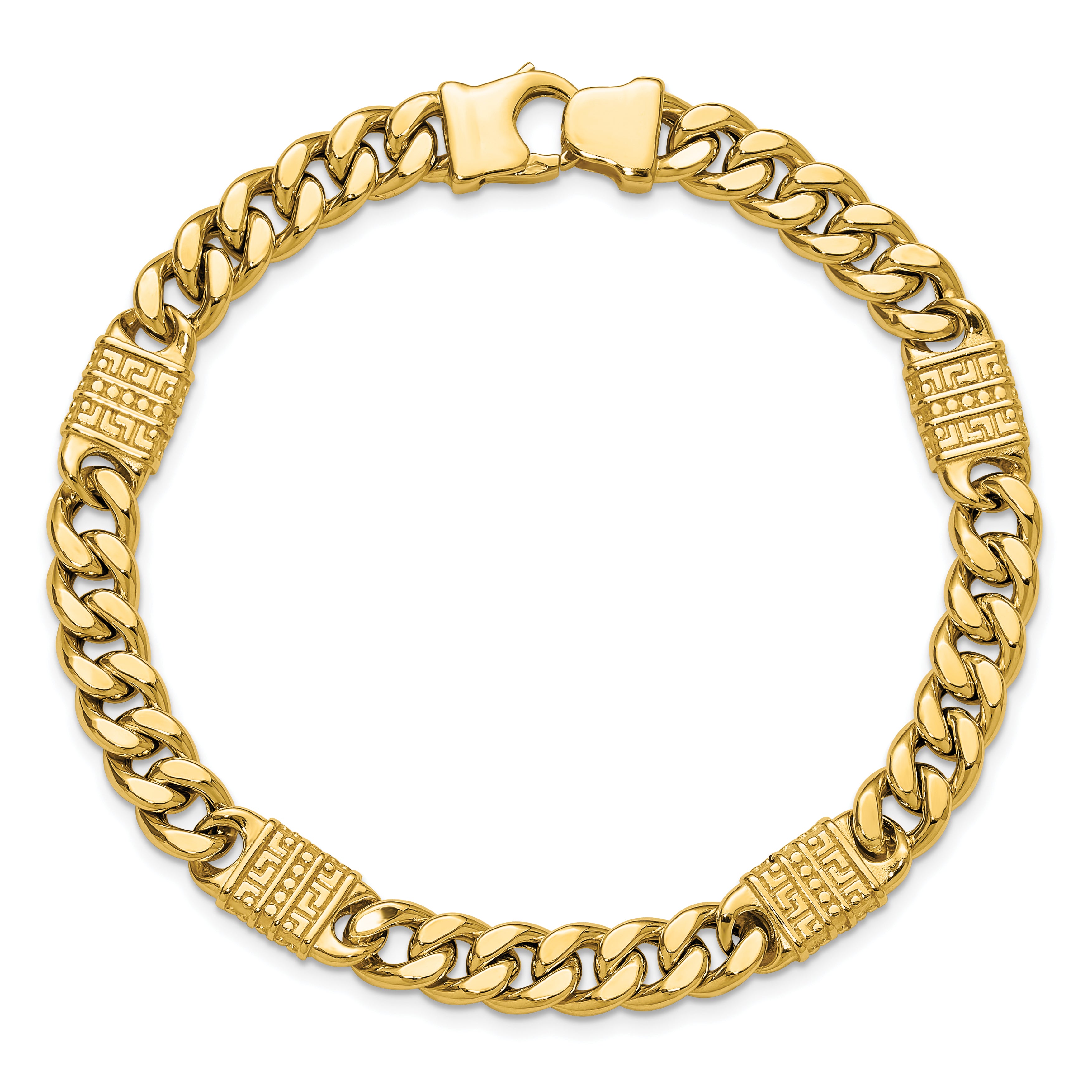 14K Polished with Design Fancy Link Men's Bracelet