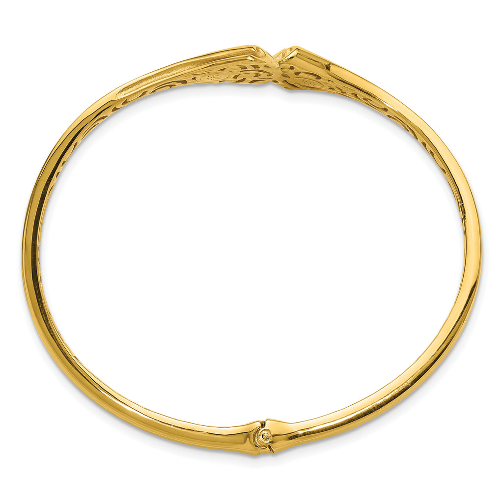 14K Polished Hollow Hinged Cuff Bangle