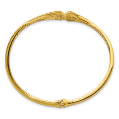 14K Polished Hollow Hinged Cuff Bangle