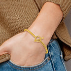 14K Polished Hollow with Toggle Safety Clasp Bangle