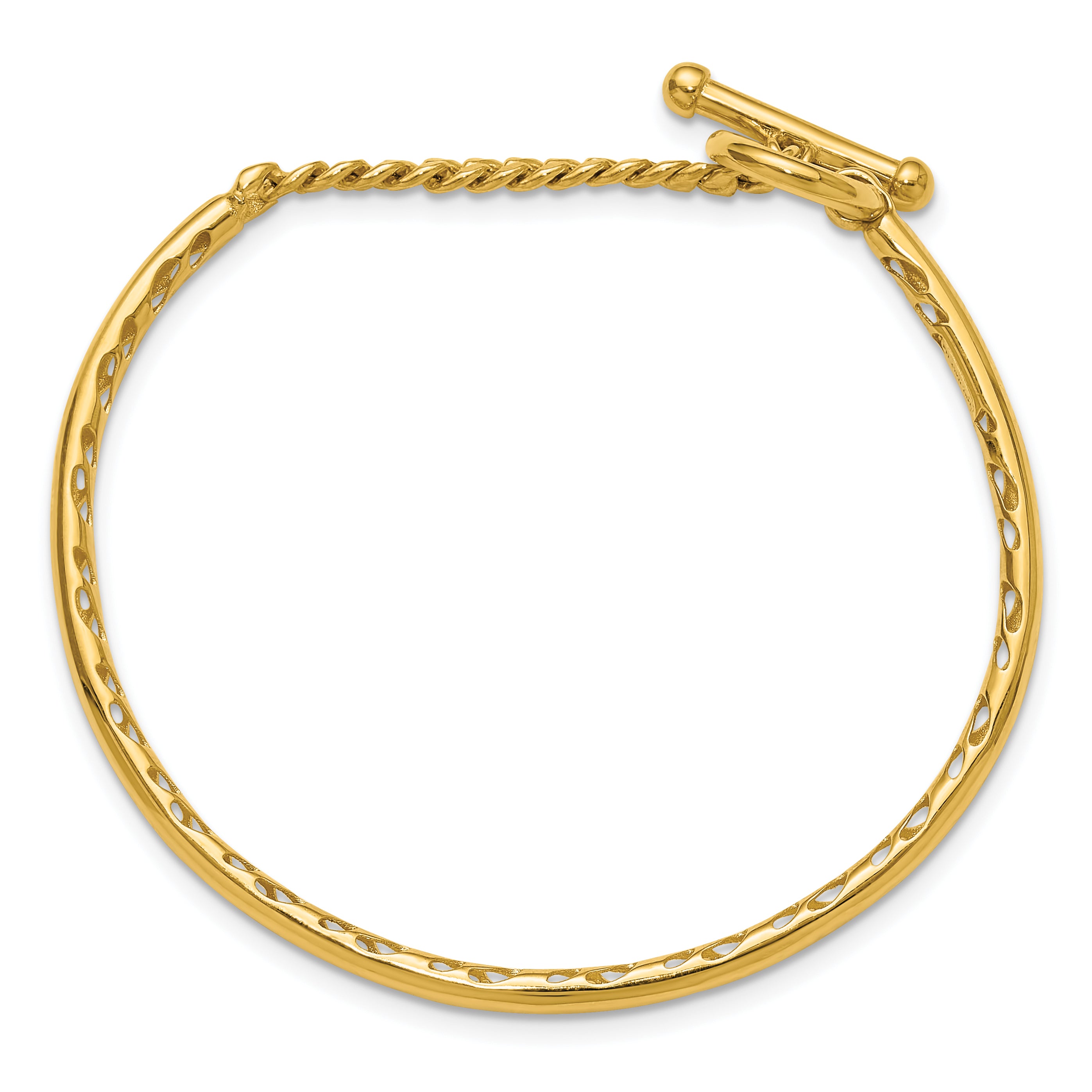 14K Polished Hollow with Toggle Safety Clasp Bangle Secondary image