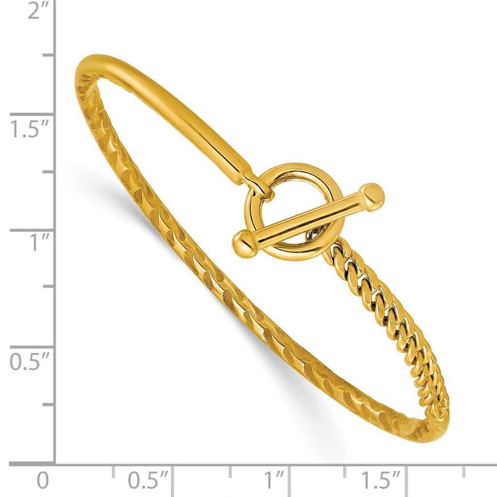 14K Polished Hollow with Toggle Safety Clasp Bangle