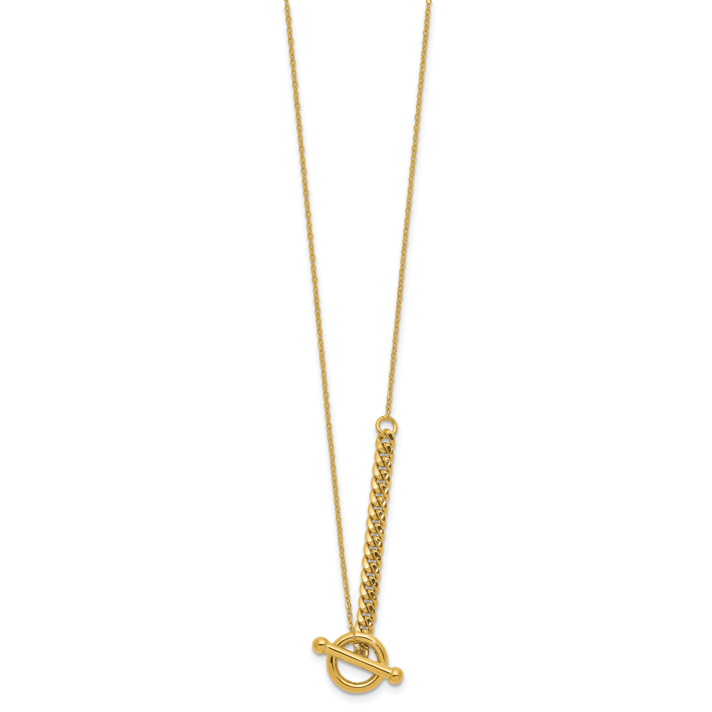 14K Polished Drop Toggle w/1in ext. Necklace