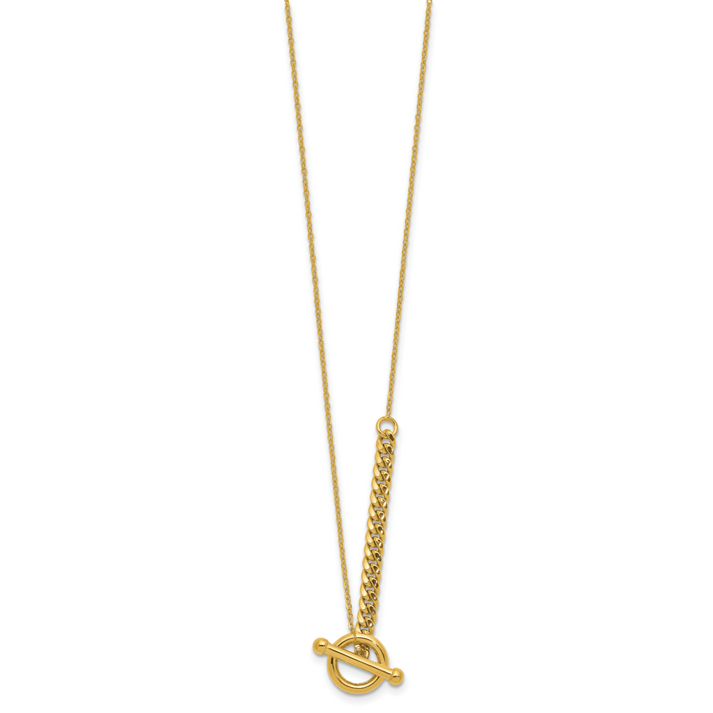 14K Polished Drop Toggle w/1in ext. Necklace