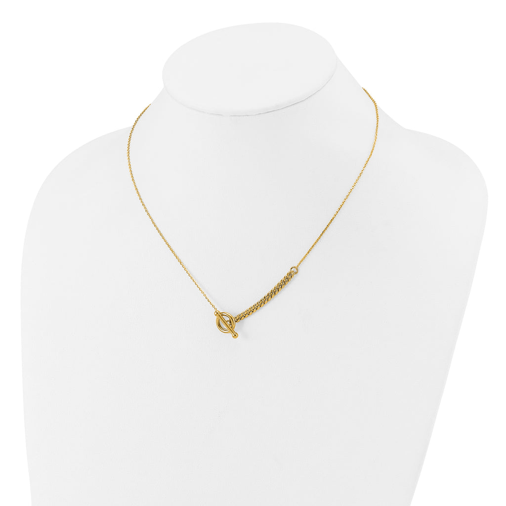 14K Polished Drop Toggle w/1in ext. Necklace