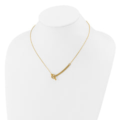 14K Polished Drop Toggle w/1in ext. Necklace