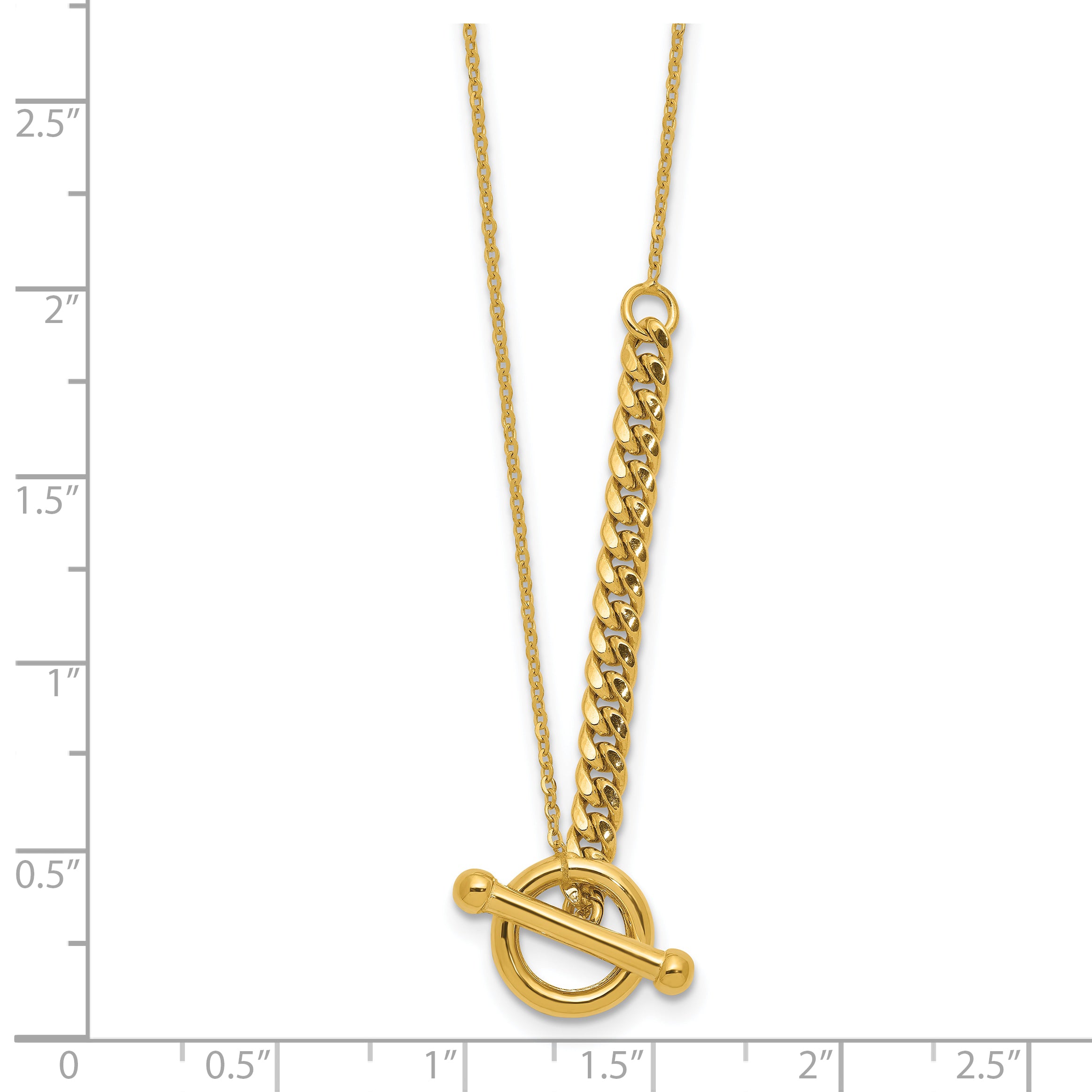 14K Polished Drop Toggle w/1in ext. Necklace