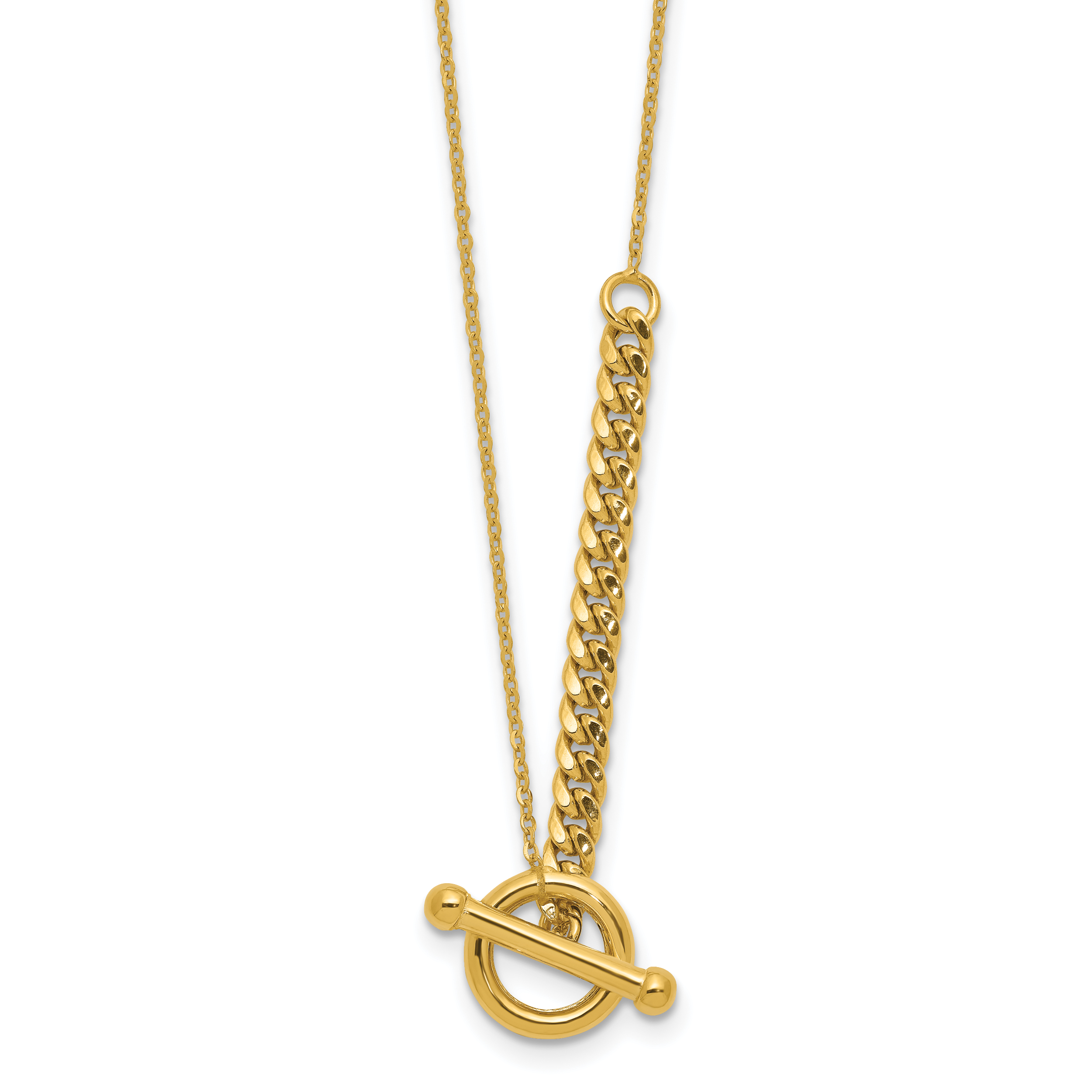 14K Polished Drop Toggle w/1in ext. Necklace