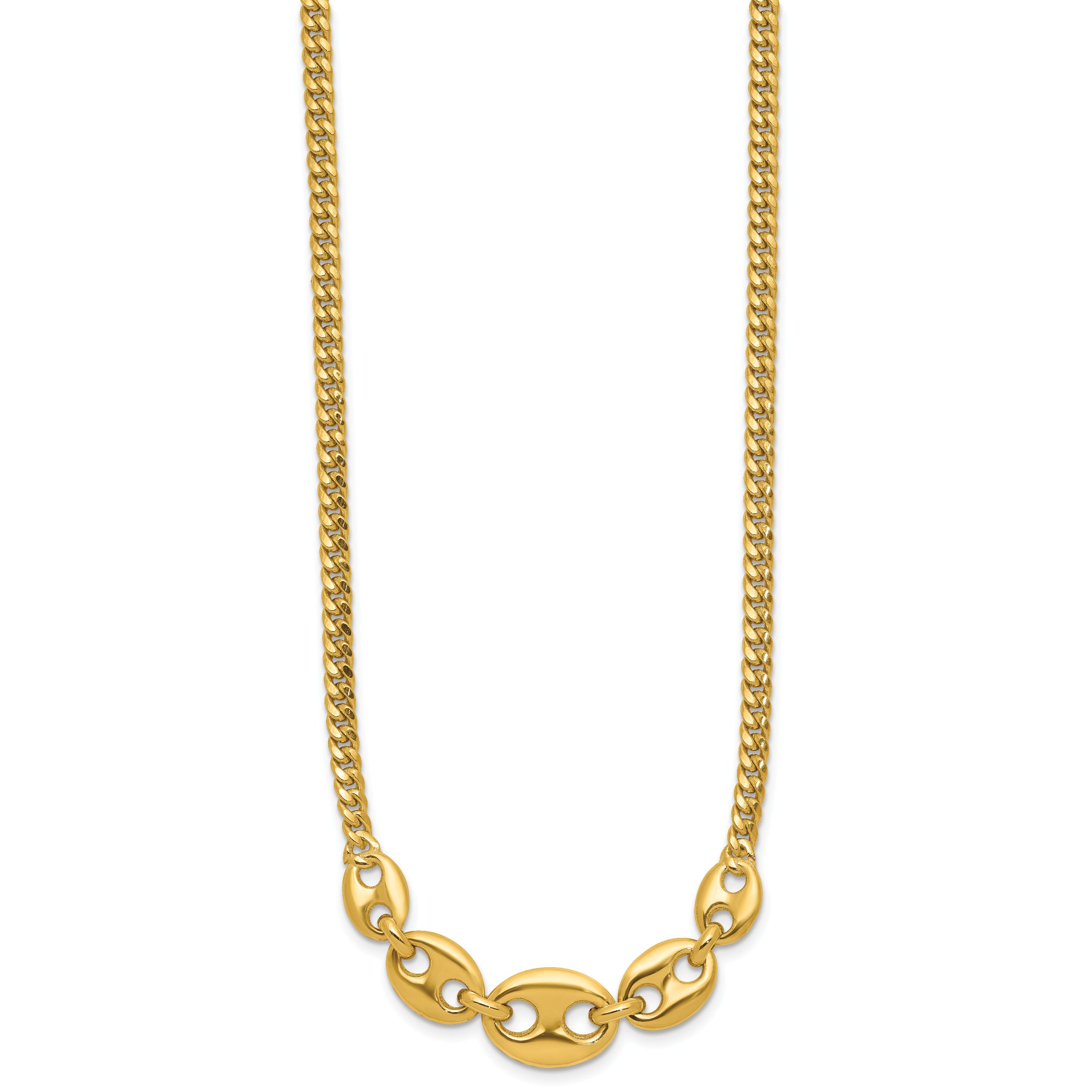 14K Polished Fancy Curb Link Necklace