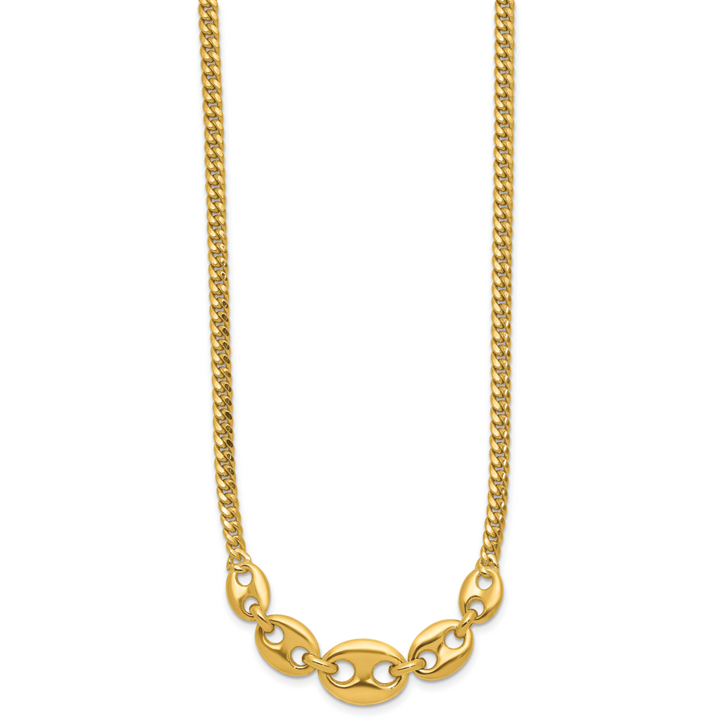 14K Polished Fancy Curb Link Necklace