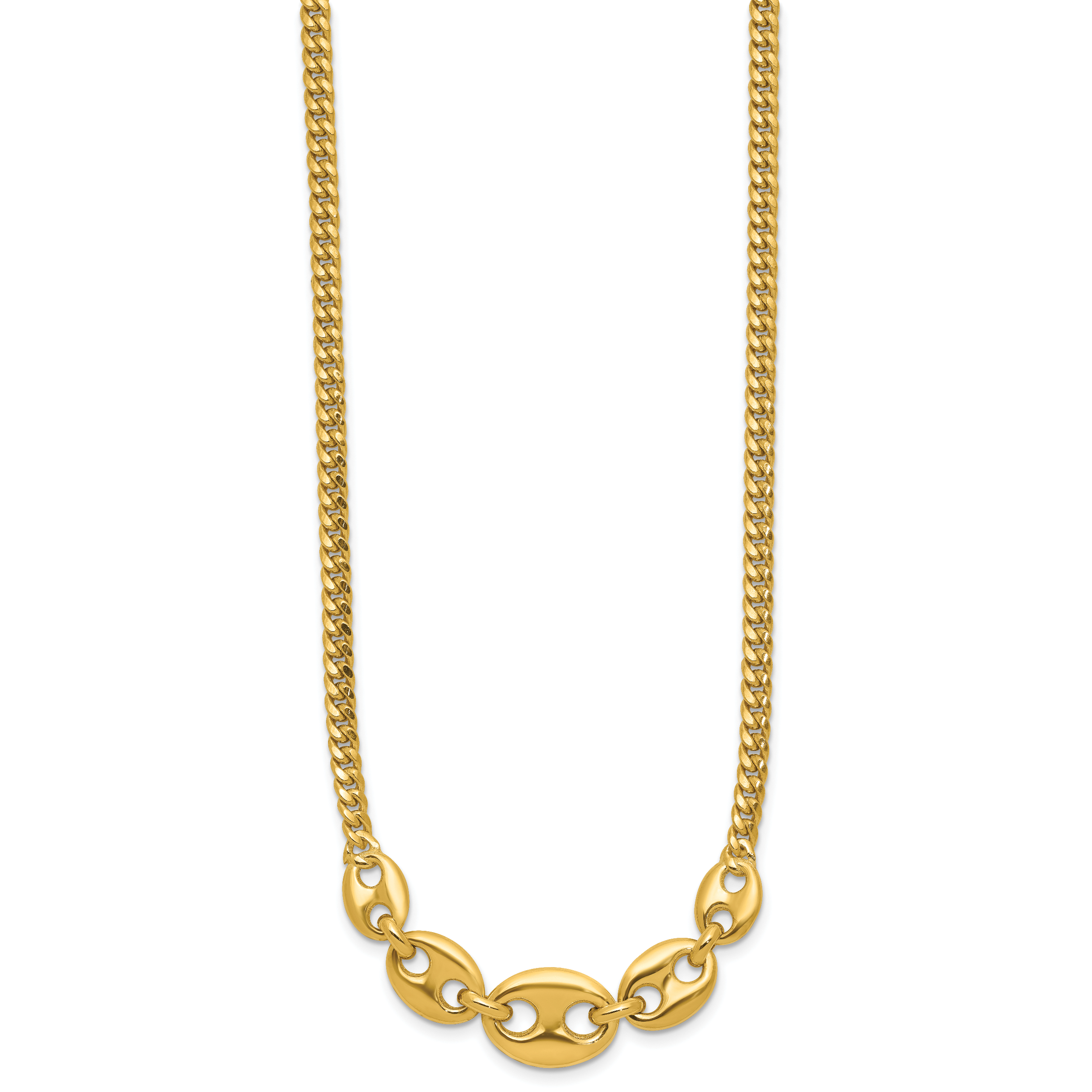 14K Polished Fancy Curb Link Necklace