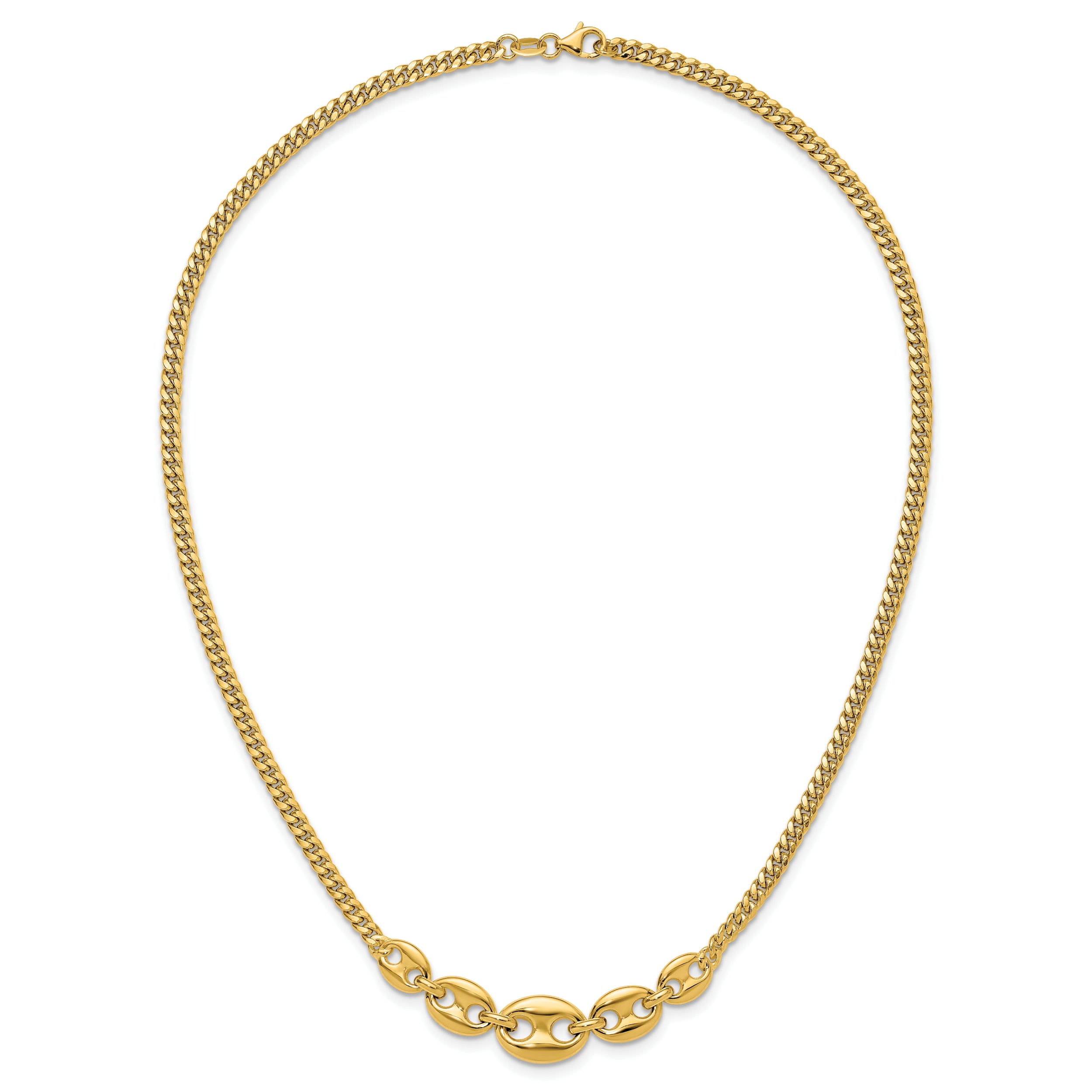 14K Polished Fancy Curb Link Necklace