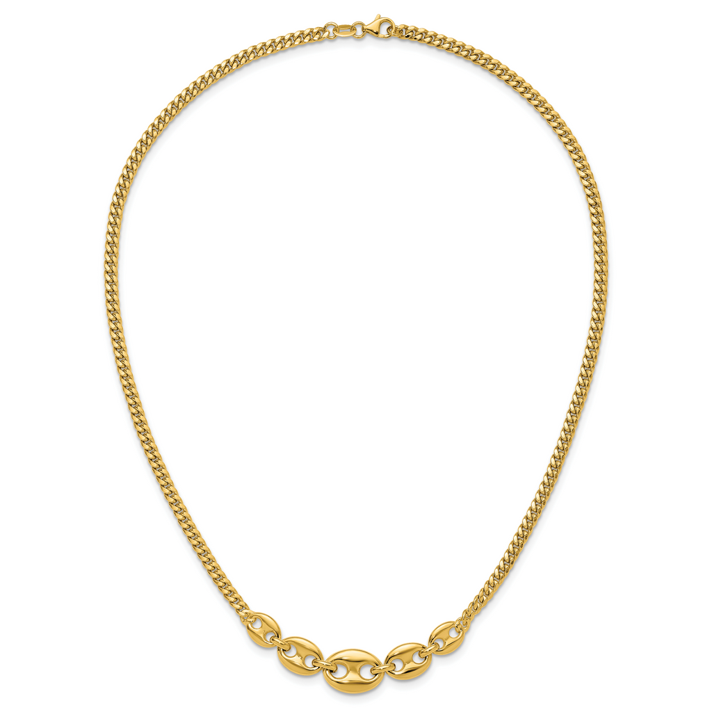 14K Polished Fancy Curb Link Necklace
