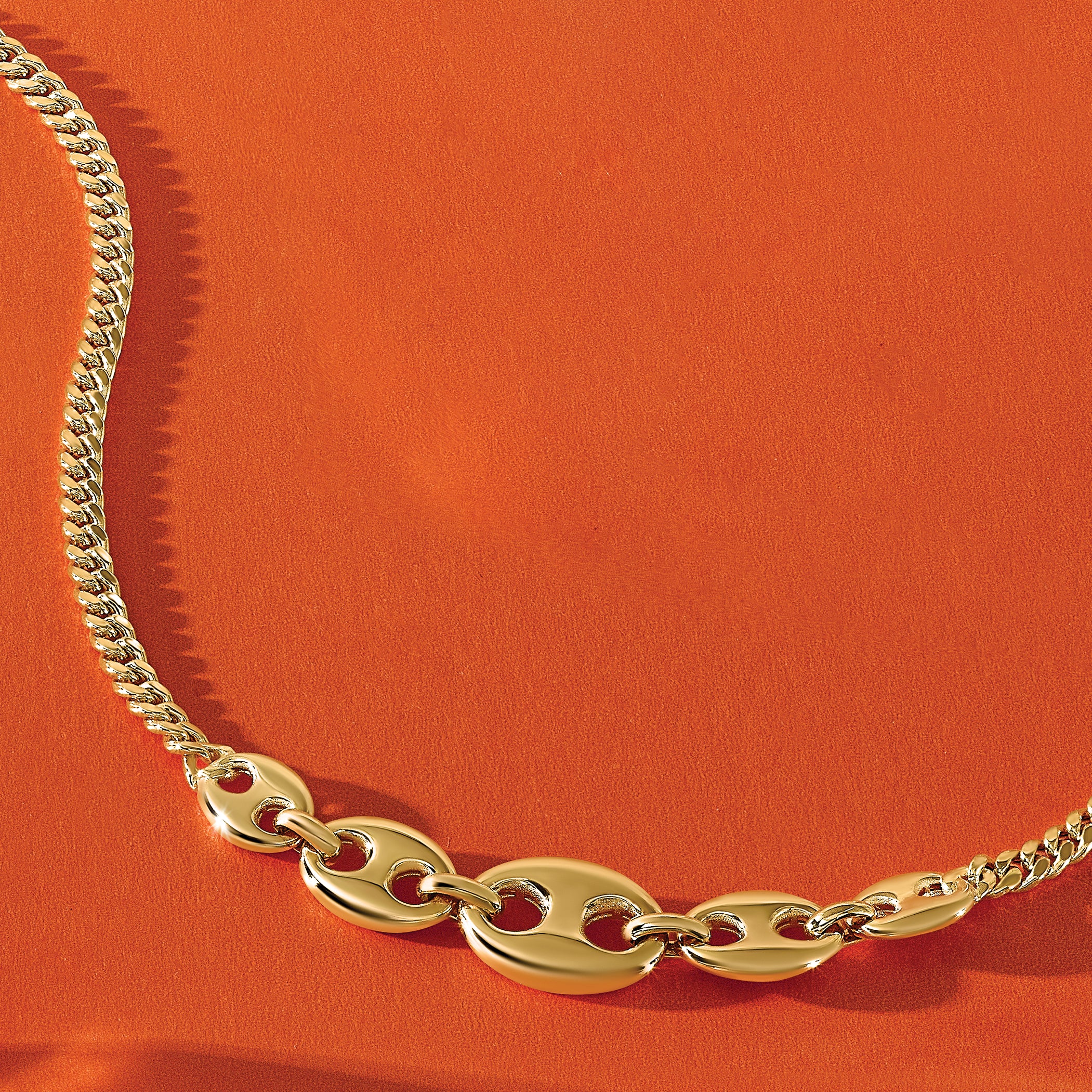 14K Polished Fancy Curb Link Necklace