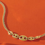 14K Polished Fancy Curb Link Necklace
