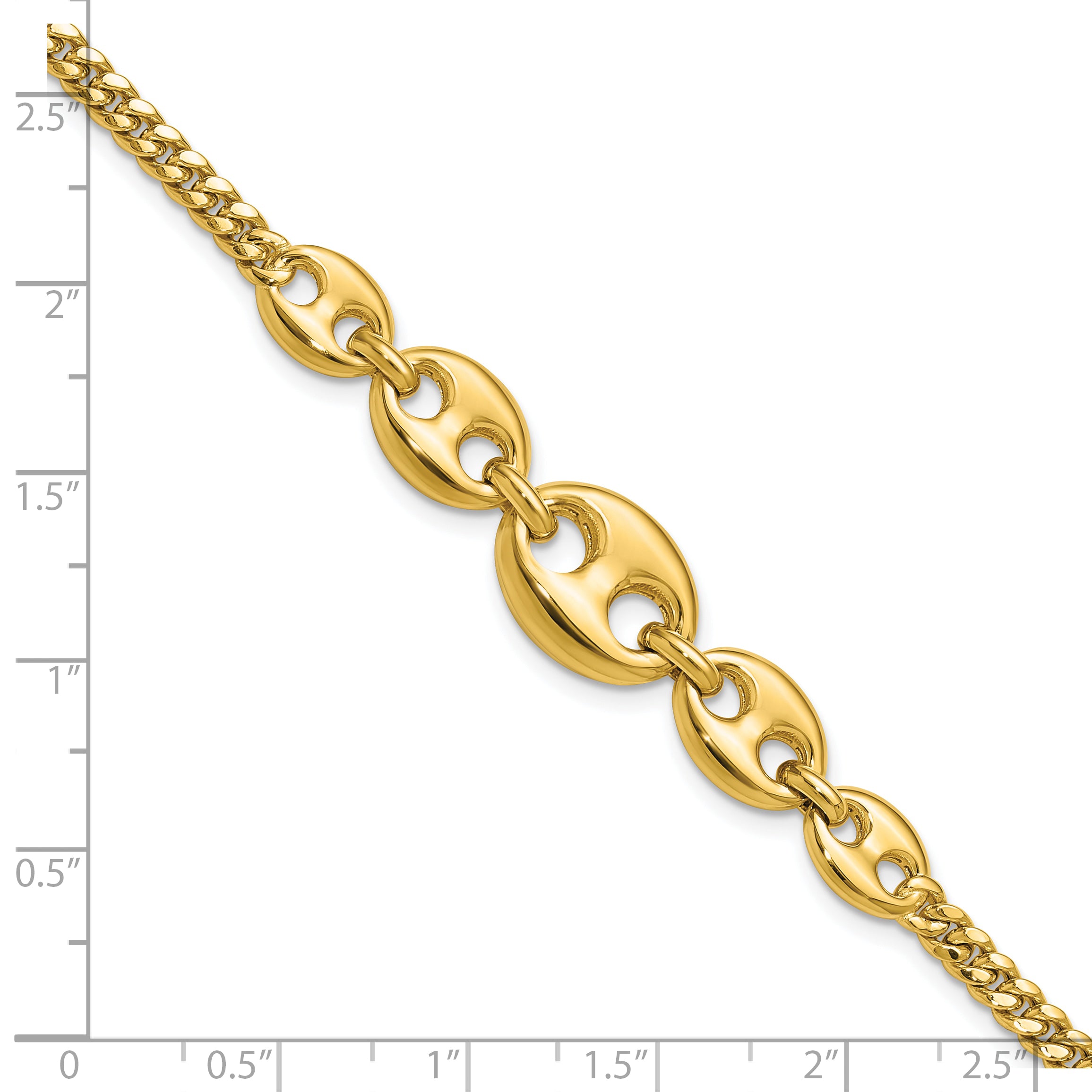 14K Polished Fancy Curb Link Bracelet