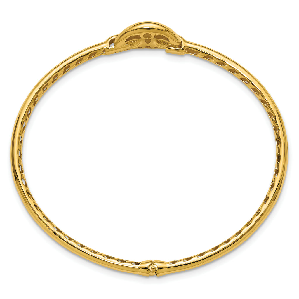 14K Polished Hollow Hinged Bangle