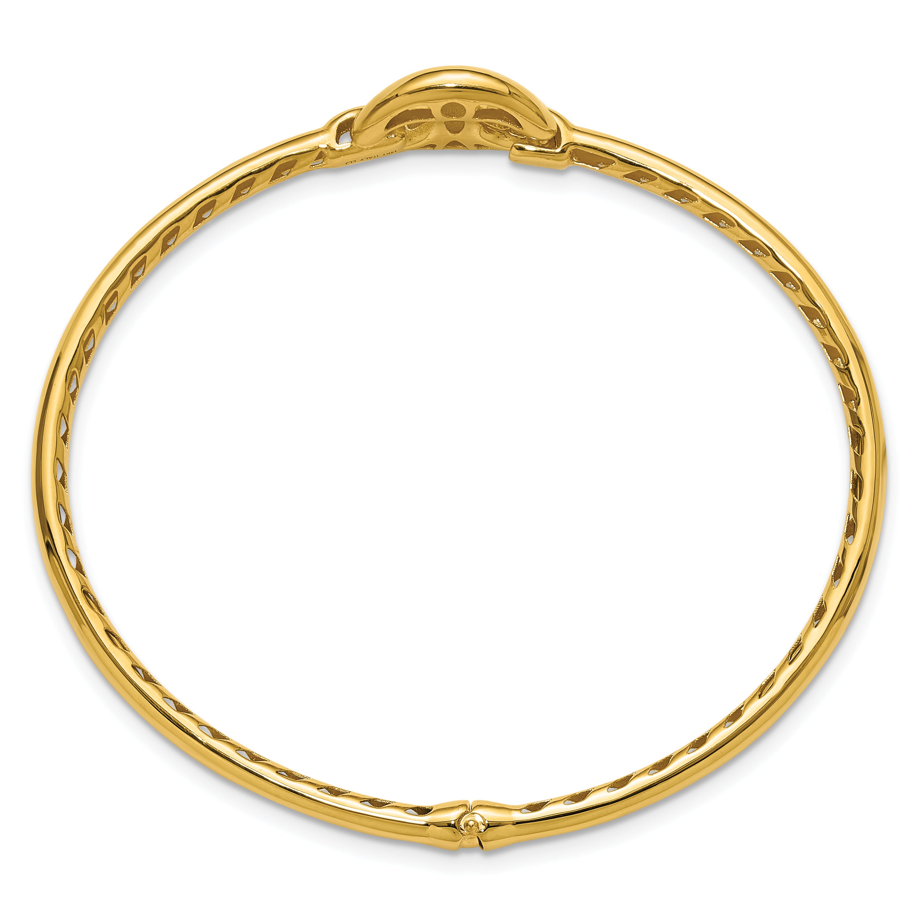 14K Polished Hollow Hinged Bangle