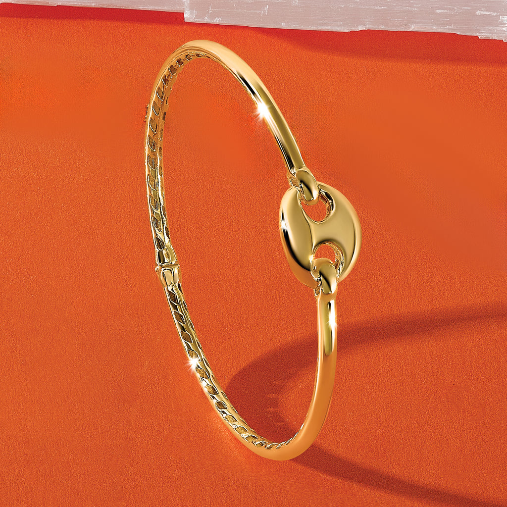 14K Polished Hollow Hinged Bangle