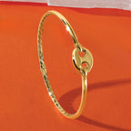 14K Polished Hollow Hinged Bangle