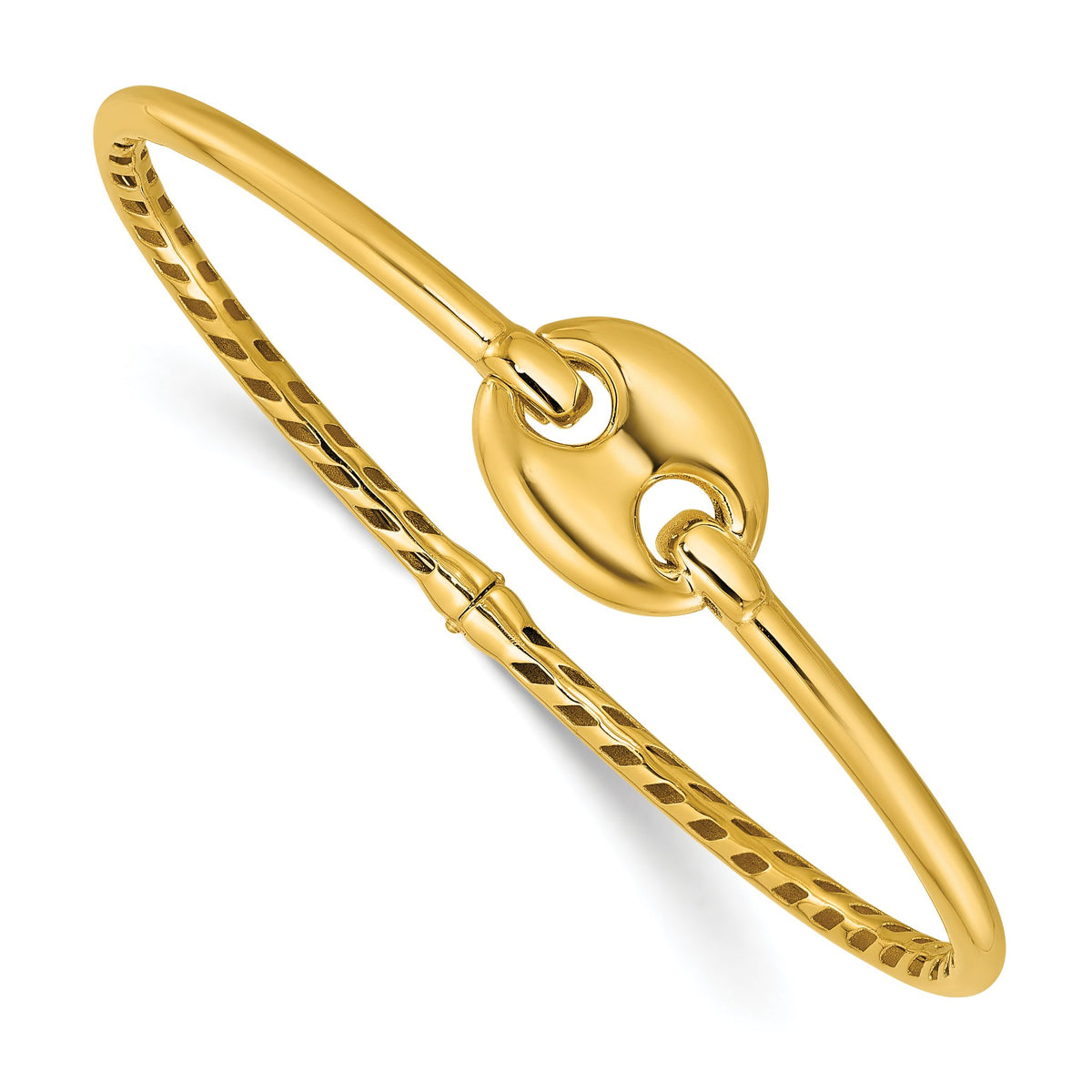 Bangle Bracelet in 14K Yellow Gold, 13x18mm Hinged - Sophia Jewelers Main image